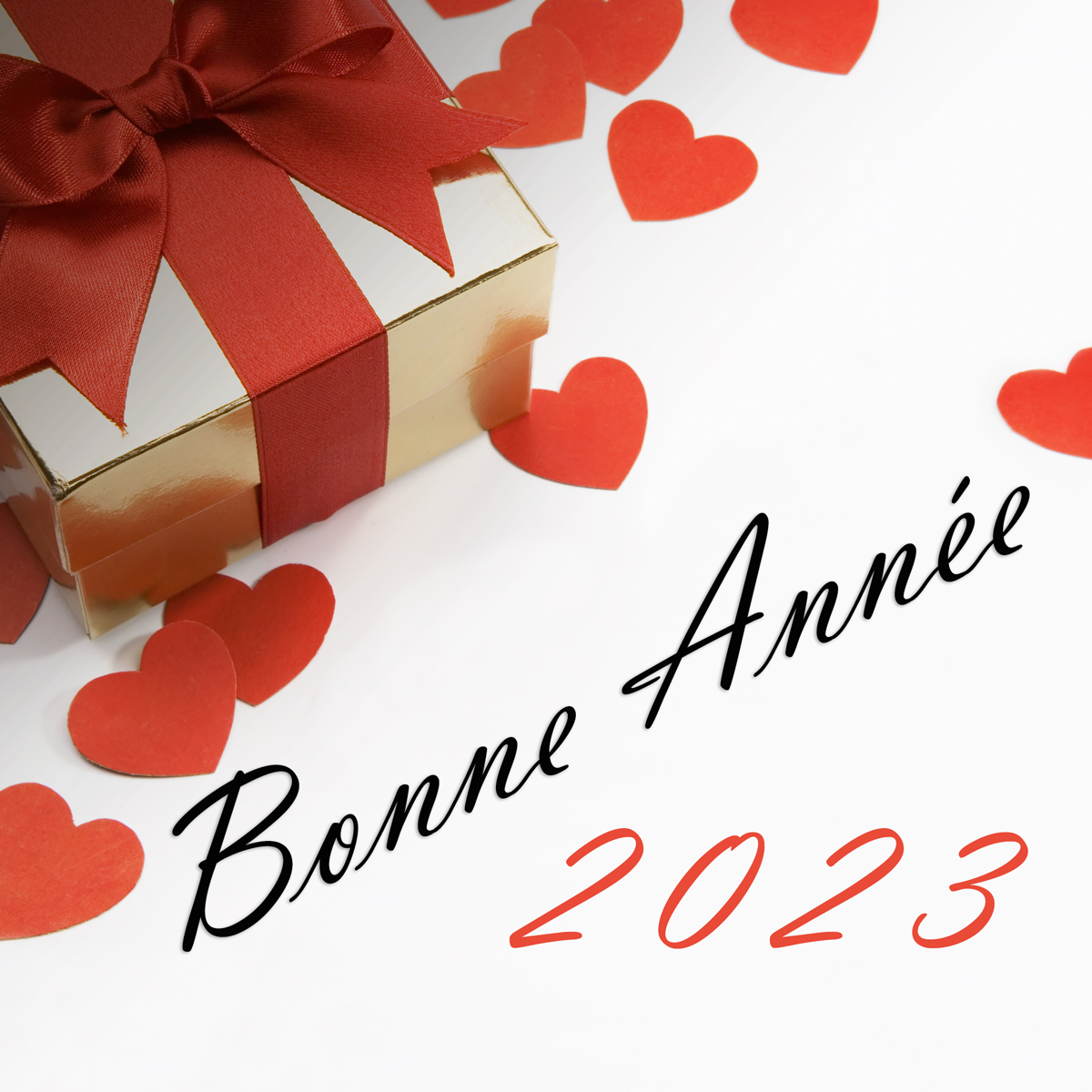 image de voeux romantique avec cadeau pour le nouvel an 2023