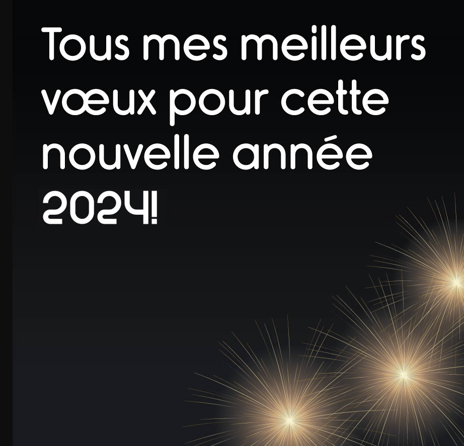 Image avec des confettis colorés et un message de bonne année 2023