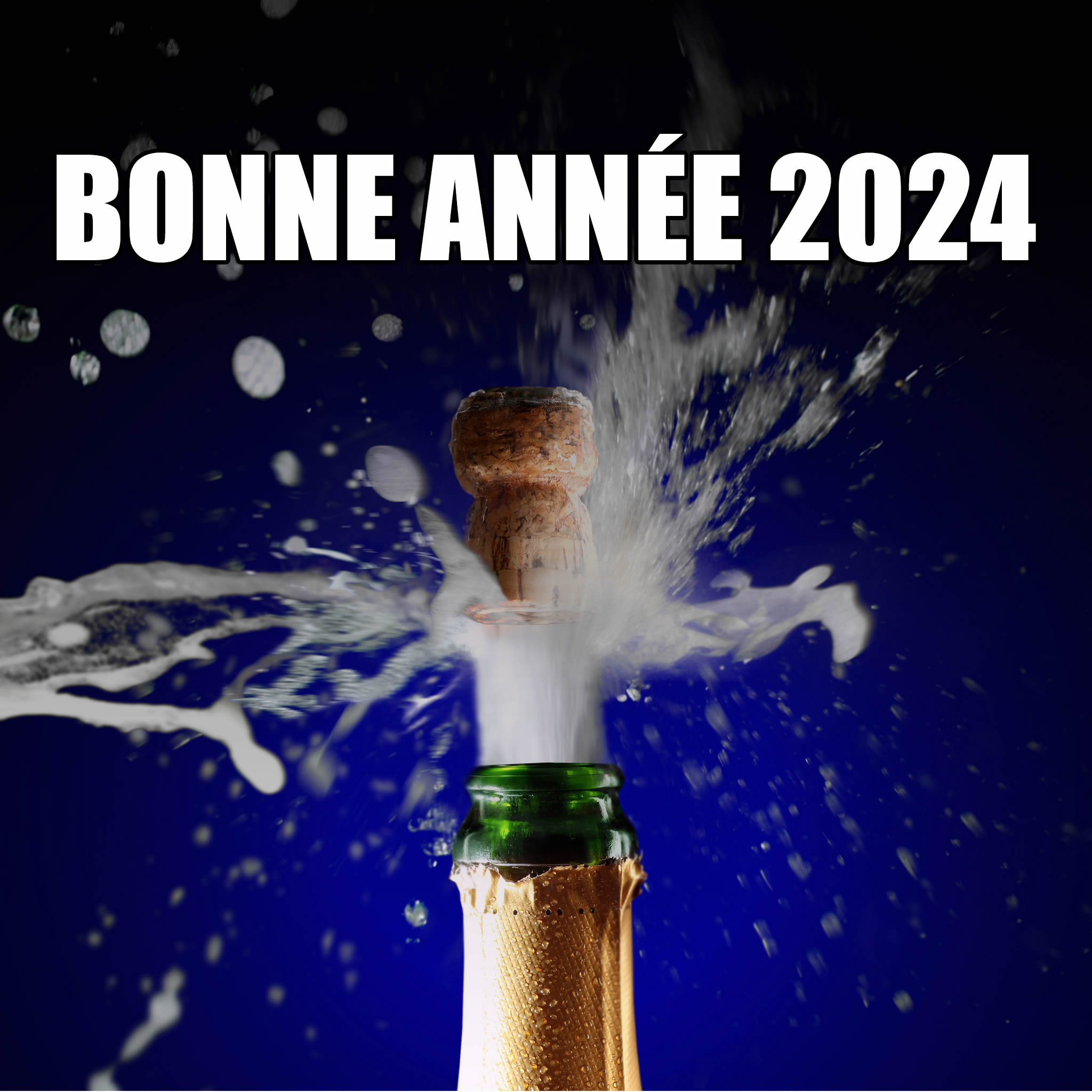 Image de vœux avec un champagne
 débouché pour 2024