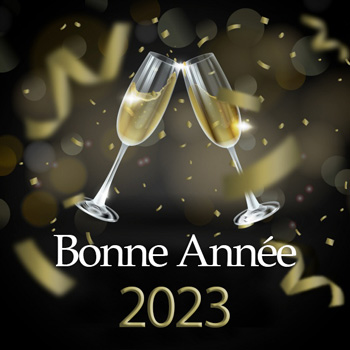 Image avec message bonne année verres de champagne pour porter un toast au nouvel an 2023