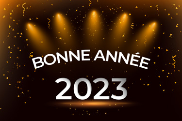 Carte de voeux 2023 avec scène, lumières et décorations pour le nouvel an
